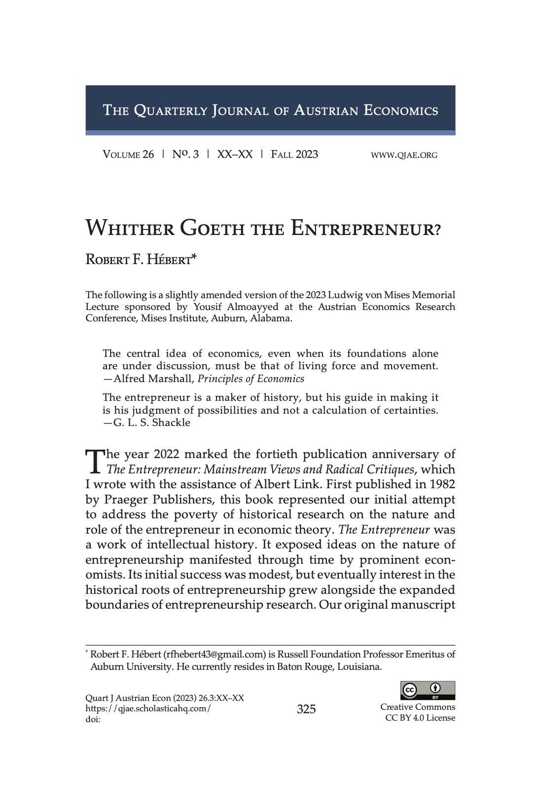 Whither Goeth the Entrepreneur?